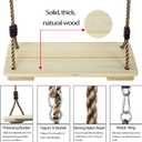 Wooden Swing Seat, Nostalgic Outdoor Wood Swing for Kids , Tree Straps Set Accessories for Backyard Patio Garden Playground, Height Adjustable (Raw wood)