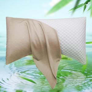 Cooling Curved Pillow Cases - Rayon Derived from Bamboo Side Sleeper Pillowcase Cover - Breathable Cool Silky Soft Pillowcase for Hot Sleepers Hair and Skin, Queen Size 1 Piece, 20 * 30 Inches Taupe
