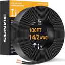 SUNVIE 100FT 14 Gauge Low Voltage Wire 14/2 Low Voltage Landscape Wire, 14 Gauge Stranded Copper Wire Direct Burial Lamp Wire 14 AWG 2 Conductor Electric Wire for Landscape Lighting, ETL Listed