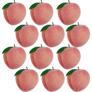 Happy Trees 12pcs Artificial Peach Simulation Fruit for Home Kitchen Table Cabinet Party Décor Photography Props Food