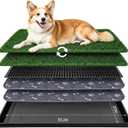 PAWISE Dog Grass Pad with Tray 30"x20" - Indoor Dog Potty with 2 Artificial Grass Patches + 2 Washable Pee Pads + Drainage Grate - Reusable Puppy Potty Training Pad for Apartment Balcony Patio