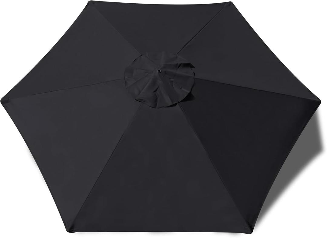EliteShade USA 7.5FT Replacement Covers 6 Ribs Market Patio Umbrella Canopy Cover (CANOPY ONLY) (Black)