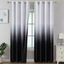 Estelar Textiler Black and Greyish White 90 Inch Blackout Window Curtains for Living Room, Ombre Room Darkening Thermal Insulated Grommet Curtain/Drapes for Bedroom,2 Panels,52Wx90L Inches Long