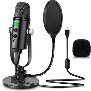 Microphone for Podcast, USB Microphone Kit for Phone, PC/Micro/Mac/Android,Professional Plug&Play Studio Mic with Stand for Gaming, Online Chatting, Videos, Voice Overs, Streaming
