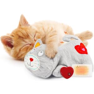 ALL FOR PAWS Heartbeat Cat Plush Toy  Calming Kitten Companion with Realistic Heartbeat, Anxiety Relief for Indoor Cats Dogs Pets