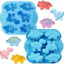 2-Pack Silicone Dinosaur Molds with Lids, Multi-Purpose Jello Molds for Kids, Dinosaur Silicone Mold for Chocolate, Baking & Crafting Tool for Cake, Candy, Jello, Ice Cubes - Blue