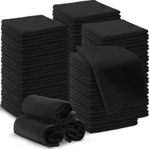 Macarrie 200 Pieces Microfiber Cleaning Cloths Bulk Absorbent Microfiber Towels Reusable Lint-Free Streak Free Wash Rags for House Kitchen Office Restaurants Bar Shop Car, 12 x 12 Inches (Black)