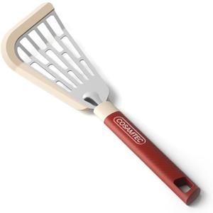 2 x Silicone Fish Spatula Flexible Curved Edge Slotted Turner for Non-Stick Cookware Egg Pancake Flipper with Heat Resistant Nylon Handle (12.5", Cherry Red-12.5")
