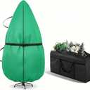 Upright Christmas Tree Bag 7.5 ft /8 ft Christmas Tree Covers for Upright Storage with Zipper & Adjustable Straps with Xmas Ornament Storage Bag Green(large)