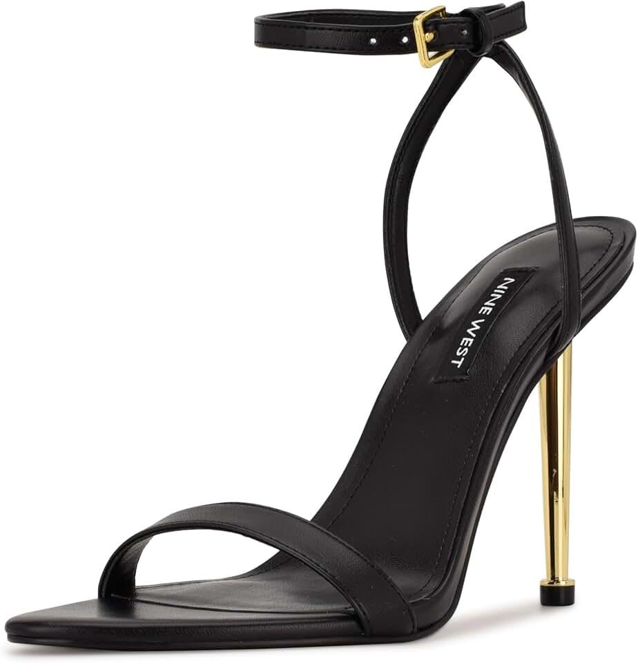 NINE WEST Women's Heeled Sandals, Black, 7M
