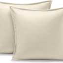 Bare Home Euro Pillow Sham Covers - Set of 2 - Premium 1800 Ultra-Soft Microfiber - Double Brushed - Bed Pillow Shams - Pillows Not Included (Set of 2, Sand)
