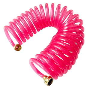 Yereen Recoil Garden Water Hose 3/8"ID x 25ft Premium With 3/4"Inch Brass Fittings Retractable, Swivel Female, Outdoor Patio Hose Marine & Boat, Transparent Pink(25')