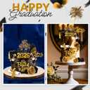 Sureio 48 Pcs Graduation Cake Toppers Class of 2026 Congrats Grad Cake Decor Graduation Cap Diploma Artificial Flower Card Ball Palm Leaves Firework Stick Kit for Theme Party Supplies(Black, Gold)