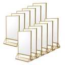NIUBEE 12 Pack 5 x 7 Clear Acrylic Wedding Table Number Holder Stands with Gold Borders, Double Sided Gold Picture Frames Sign Holder for Restaurant Table Menu Recipe Cards Photo Display