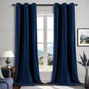 EMEMA Navy Blue Velvet Curtains 84 Inch Length 2 Panels Set, Elegant Blackout Curtains for Bedroom, Grommet Thermal Insulated Soundproof Room Darkening Window Drapes for Living Room W42 x L84