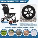 Ultra-Light Transport Wheelchair (only 15lb), Folding Portable Wheelchair with Hand Brake, Trolleys for Elderly Aircraft Travel, Wheelchairs for Adults (with Bag) (with Telescopic Handle)