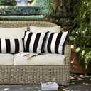 LVTXIII Outdoor Throw Pillows 18x18 Patio Waterproof Square Pillows with Piping Fade Resistant Accent Pillow for Spring Summer Garden Decoration, Set of 2, Cabana Black