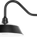 Gama Sonic Solar Barn Light for Outdoors with 14.5 Metal Dome Lamp, Bright 250-Lumen LED, Wall-Mount Gooseneck, Dusk-to-Dawn, Warm White 2700K, Aluminum, Integrated Solar Panels, Waterproof (Black)