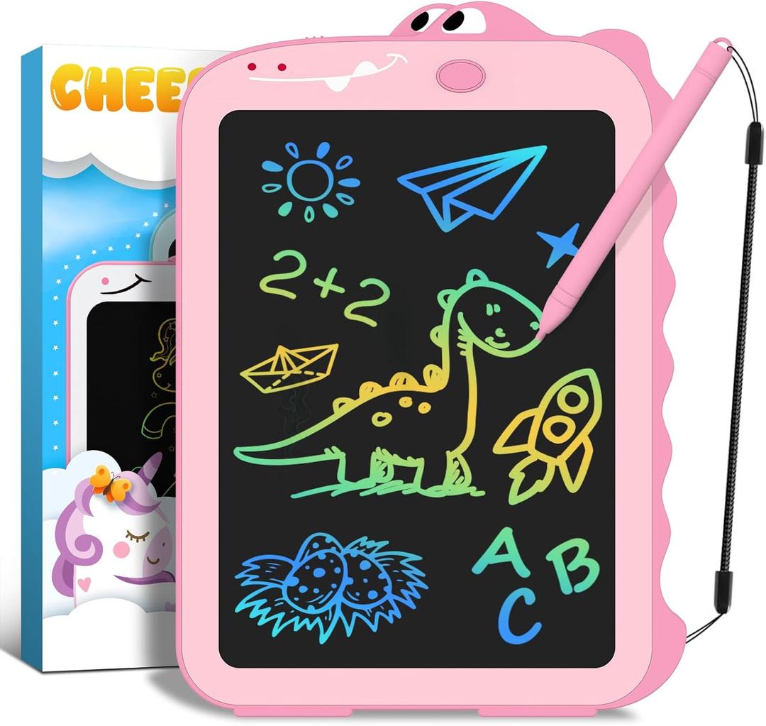 CHEERFUN LCD Writing Tablet for Kids: Pink Learning Educational Doodle Drawing Board - Dinosaur Toys for Toddlers Age 3-5 Travel Home School - Birthday Gifts for 3 4 5 6 7 8 Year Old Girls