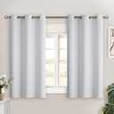 BGment Greyish White Short Room Darkening Curtains for Small Windows, 38 x 45 Inch Thermal Insulated Tier Set of 2 Panels Sun Blocking Drapes for Kitchen Bedroom