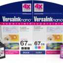 VersaInk-Nano HP 67 MS MICR Black Ink Cartridge for Check Printing & VersaInk-Nano 67 CS Tri-Color Ink Cartridge Pack, Cyan