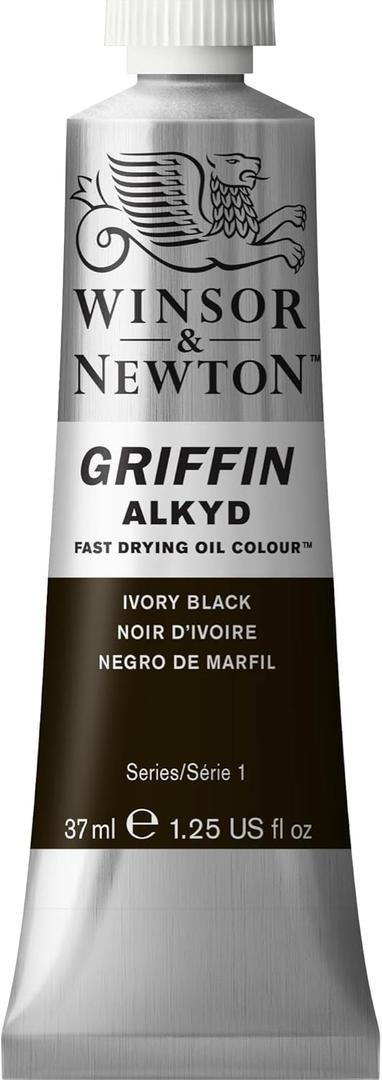 Winsor & Newton Griffin Alkyd Fast Drying Oil Paint, 37ml (1.25-oz) Tube, Ivory Black
