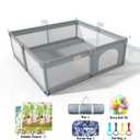 Baby Playpen 79" X 71", LUTIKIANG Play Yard for Babies and Toddlers with Mat, Safety Extra Large Baby Fence Area, Indoor & Outdoor Kids Activity Play Center with Anti-Slip Suckers and Zipper Gate.