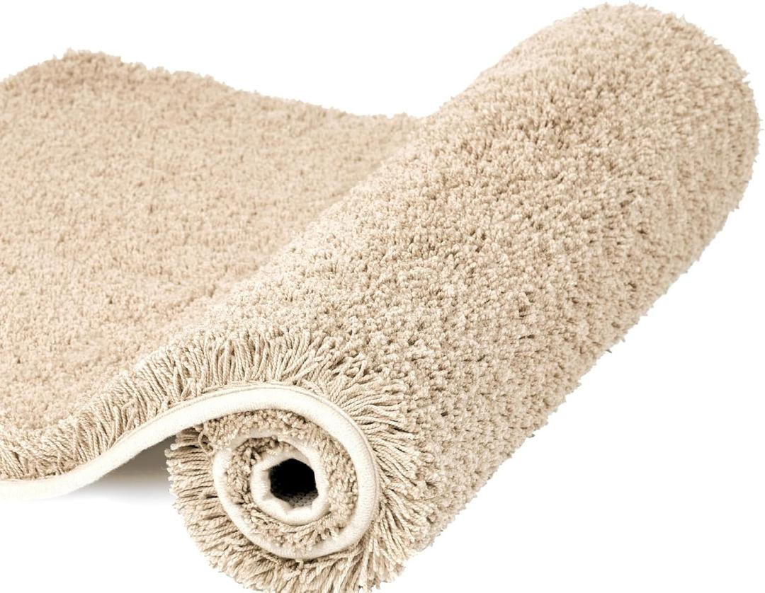 Walensee Large Bathroom Rug (24 x 36, Beige) Extra Soft and Absorbent Shaggy Mat Machine Washable Microfiber Bath Mat, Non Slip Bath Mat, Luxury Bathroom Floor Mats