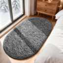 Ophanie 3x5 Oval Rug, Bedside Preppy Dorm Area Rug, College Essentials Non Slip Grey Small Carpets for Bedroom, Anti Slip Fluffy Gray Living Room Rugs Home Decor Aesthetic, Nursery
