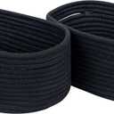 CubesLand Cute Black Basket Bins, Small Woven Storage Baskets for Shelf, Baby Nursery Basket Bin, Cube Organizer Basket Bin, Soft Toys Storage Basket, Home Decor Organization Bins 12 x 8 x 5 inches