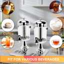 Beverage Dispenser,4.4 Gallon Beverage Dispenser for Parties, Stainless Steel Dual-Head Juice Dispenser with Centre Ice Core and Drip Trays for Parties, Buffet Cafeterias, Homes, Weddings, Events