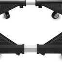Mini Fridge Stand with 4 Locking Wheels 17.7"-25.6" Adjustable Dolly Washing Machine Stand Basefor Furniture Portable Refrigerator Dryer StandBlack