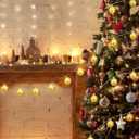 BBTO LED Disco Ball String Light Battery Powered Mirror Balls Ornaments for Outside Backyard Porch 70s 80s Disco Party Supplies(1.57 Inch, Gold)