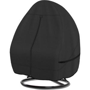 Porch Shield Patio Hanging Egg Chair Cover - 600D Waterproof Outdoor Double Seat Wicker Swing Egg Chair with Stand Protector, Black