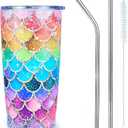 Mermaid Tumbler 20oz Stainless Steel Insulated Coffee Tumbler Travel Coffee Mug For Women Men