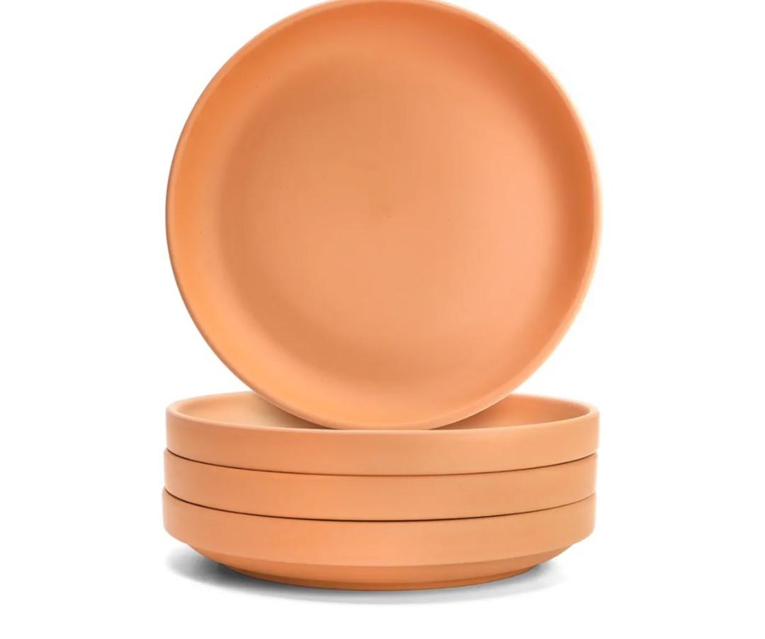 Suwimut 4 Pack Terracotta Plant Saucer Pots Tray, 9 Inch Large Round Planter Saucers for 8 Inch 8.5 Inch 9 Inch Flower Pot with Drainage Hole, Clay Drip Tray for Indoor & Outdoor Plants