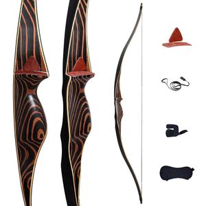 Deerseeker Outdoor Archery 54" Traditional Bow Hunting Longbow with Bamboo Core Limbs Handmade Recurve Bow RH/LH for Targeting Practice Shooting Youth & Adults Bow Set