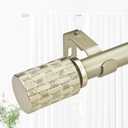 1 Inch Single Curtain Rods 36 to 72 Inches Adjustable Drapery Rods for Window width 24 to 68 Inches, Knitting Pattern Finials, Champagne Gold
