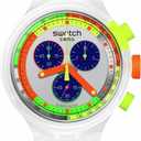 Swatch Big Bold Chrono Unisex Watch Casual Plastic Transparent Quartz Waterproof (Neon Jelly)