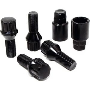 Set of 4 Veritek 14x1.5mm Black Wheel Bolt Locks for Aftermarket Custom Wheels Only Conical Seat 28mm Shank w/ 2 Keys VPE-41820BKN2