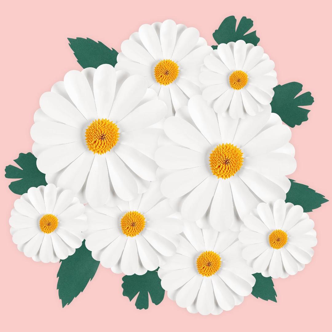 Paper Flowers Decorations for Wall Giant Daisy Artificial Flowers Bulletin Board Decoration Monogram Sign Decorations 3D Floral Tissue Paper Hanging for Home Wedding Party Baby Bridal Shower Birthday