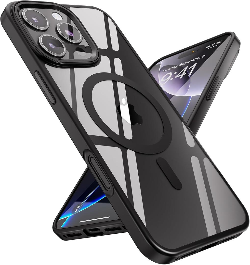 SUCGLES for iPhone 16 Pro Case with MagSafe [Ultra Strong Magnetic] [12FT Military Drop Protection] [Shockproof Bumper] Slim Thin Mag Safe Phone Cover 6.3" for Apple 16pro (Black)