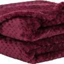 uxcell Flannel Fleece Bed Blankets, Soft Warm Microfiber Blanket, Mesh Fuzzy Plush 330GSM Lightweight Decorative Solid Blankets for Bed Pet (27"x40") Burgundy
