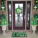St. Patricks Day Door Mat - Happy St. Patricks & Tiny Shamrock Print Non Slip Low Profile Porch Patio Entrance Front Doormat for Irish Home Decor 17" x 30"