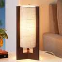 EDISHINE Wood Table Lamp, 13.5" Small Bedside Lamp, Beige Linen Shade, Rose Wood Cylinder Nightstand Lamp for Bedroom Living Room, On-Off Line Switch, E26 Base (Bulb Not Included)