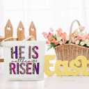 luixd Easter He Is Risen Canvas Tote Bag For Women - Easter Gift Ideas - Reusable Handbag Grocery Bag For Party Egg Hunt Basket - A04