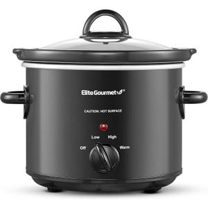 Elite Gourmet MST-350B Electric Slow Cooker, Adjustable Temp, Entrees, Sauces, Stews & Dips, Dishwasher Safe Glass Lid & Crock (3 Quart, Black)