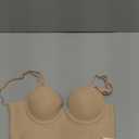 Low Back Bras for Women, Seamless Underwire Invisible Backless Bra, Multi-Way Convertible Straps Low Cut Bras Halter Bra (32C, Nude)