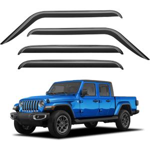 Window Visors Rain Guards for 2020-2026 Jeep Gladiator, Out-Channel Window Vent Wind Deflectors Visors Shades for 20-26 Gladiator