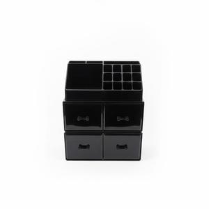 Makeup Organizer 3 Pieces Cosmetic Storage Case with 4 Drawers (Black)